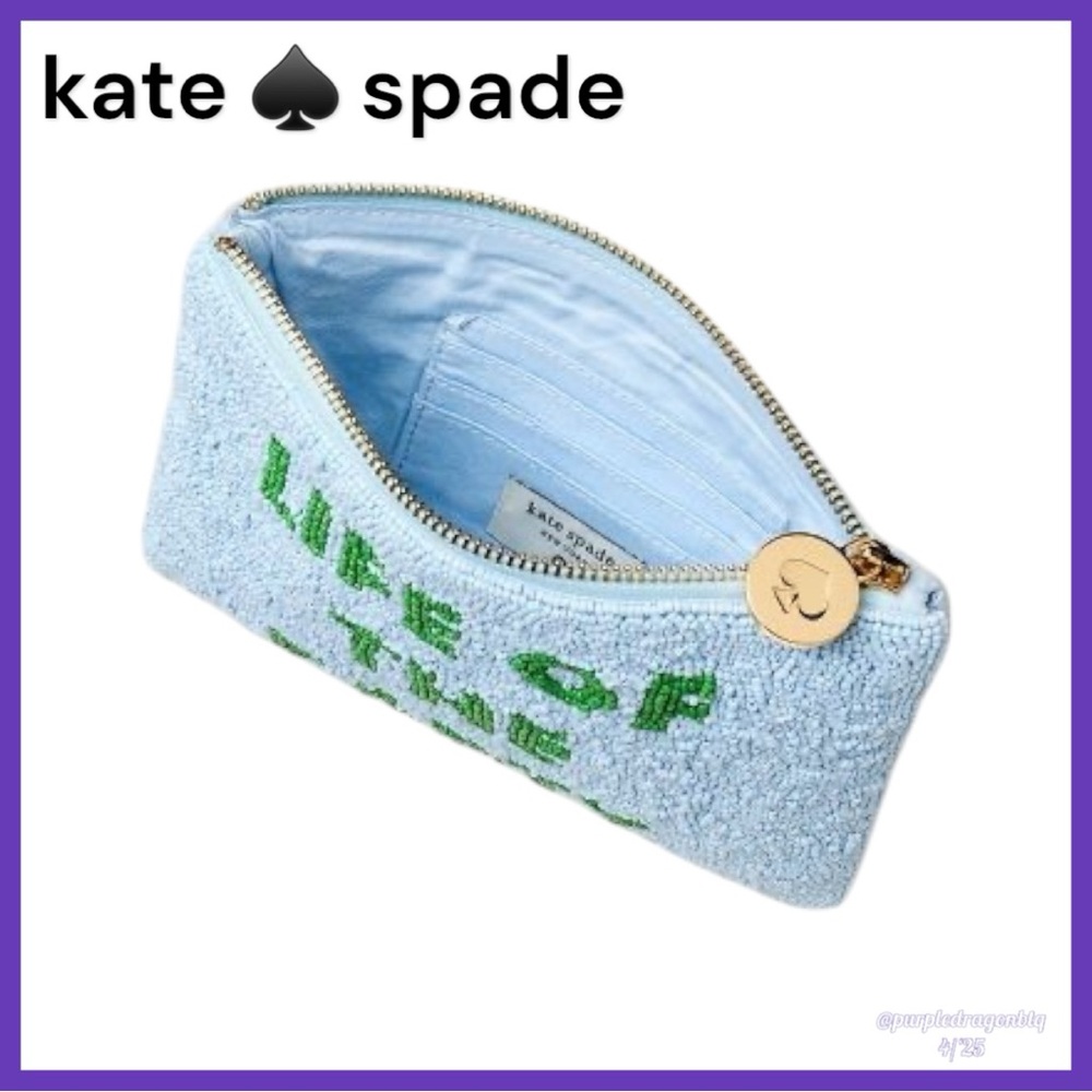 KATE SPADE NEW YORK X TARGET “LIFE OF THE PARTY” BLUE BEADED CLUTCH NWT - Picture 3 of 6